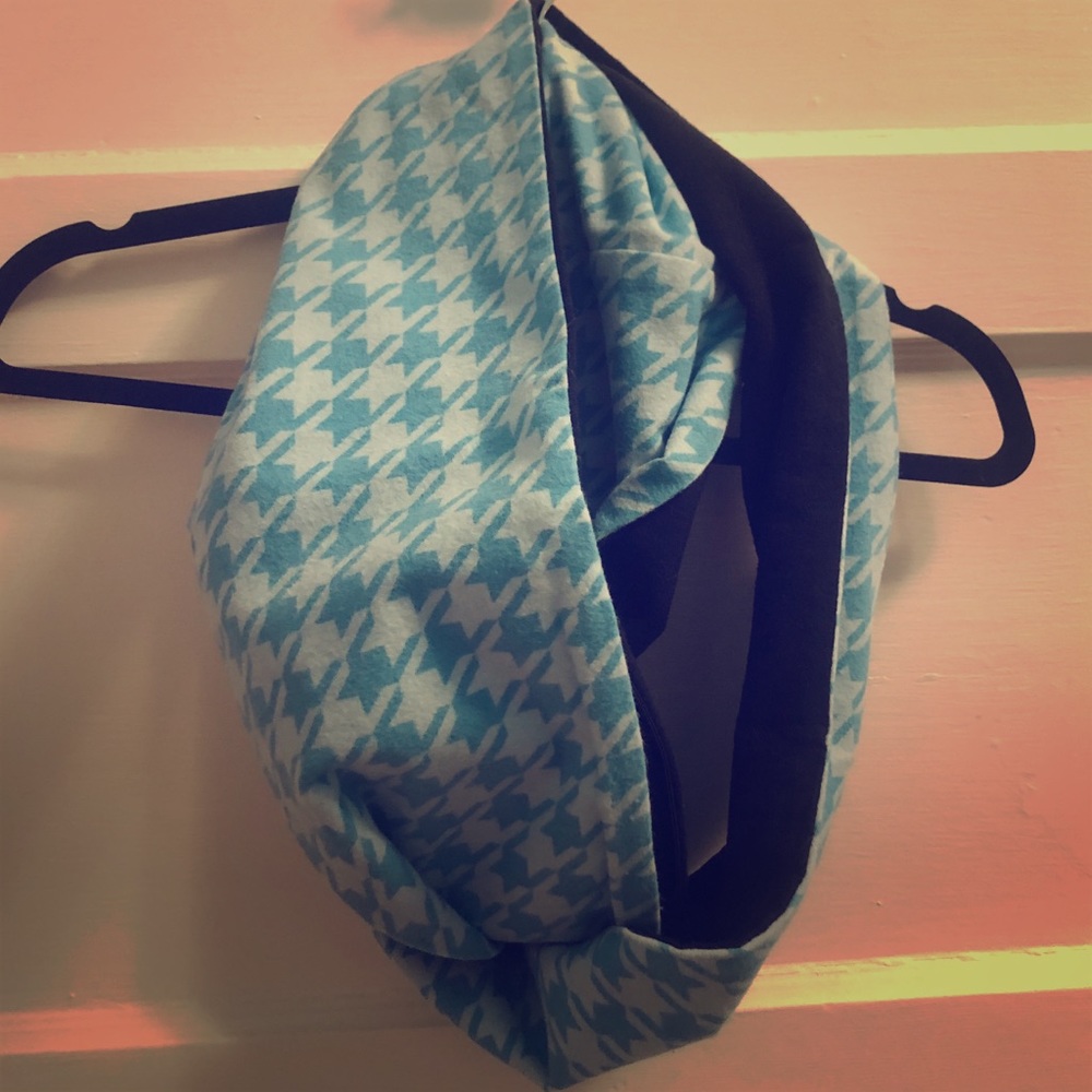 Handmade Blue Houndstooth flannel infinity scarf